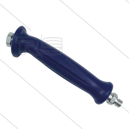 Handgriff gebogen Edelstahl - blau - 350 Bar - 40 l/min - max 150°C - 1/4&quot; IG x 1/4&quot; AG