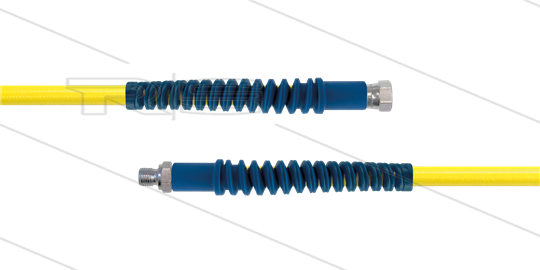 Carwash Titan-Slide Schlauch gelb DN06 - 3,5m - 3/8&quot; DKR x 3/8&quot; AGR - 2x  SKS blau - 300 Bar