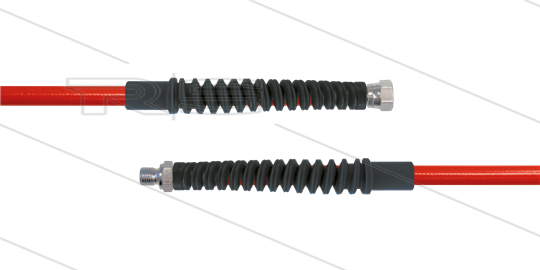 Carwash Titan-Slide Schlauch rot DN06 - 4,5m - 3/8&quot; DKR x 3/8&quot; AGR - 2x SKS schwarz - 300 Bar