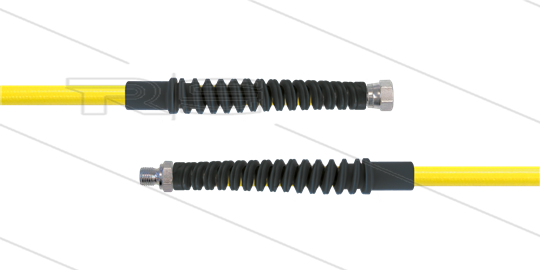 Carwash Titan-Slide Schlauch gelb DN06 - 4,5m - 3/8&quot; DKR x 3/8&quot; AGR - 2x SKS schwarz - 300 Bar