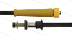 HD-Schlauch schwarz 1SN Plus-08 -10m - M22 HV gelb flach x  Ø11mm Nippel mit Lager VA - 1x GKS gelb
