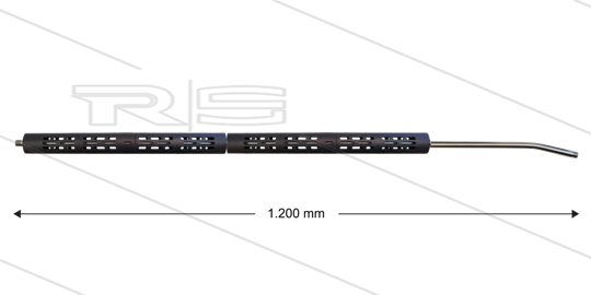 RP2 Lanze - L=1200mm - gebogen - Edelstahl - Isohalbschalen L=2 x 395mm - max 150°C - 2 x 1/4&quot; AG