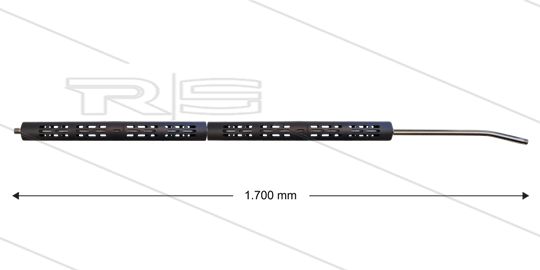 RP2 Lanze - L=1700mm - gebogen - Edelstahl - Isohalbschalen L=395mm - max 150°C - 2 x 1/4&quot; AG