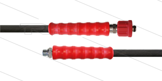 HD-Schlauch schwarz 2SN-Plus-10 - 30m - M24x1,5 HV x 3/8&quot;AGR VA - 2x GKS rot - 500 Bar