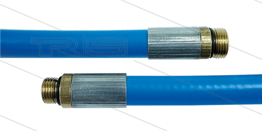 NW5 Rohrreinigungsschlauch - blau - 50m - 250 Bar - ohne Düse - max 60°C - 1/4&quot; AG x 1/8&quot; AG