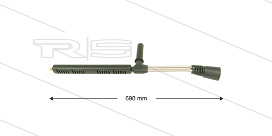 LD9 Doppellanze - L=690mm - Edelstahl - mit Seitengriff - 250 Bar  - max 160°C - ohne Düse - 1/4&quot; AG