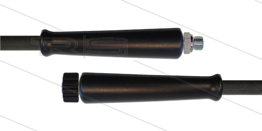 HD-Schlauch schwarz 1SN Plus-08 - 15m - 3/8&quot; AGR x M22x1,5 HV - 2x GKS - 315 Bar