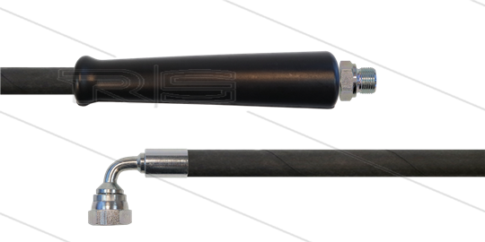 HD-Schlauch schwarz 2SN-10 - 40m -  3/8&quot; AGR x 3/8&quot; DKR 90° Winkel - 1x GKS - 400 Bar