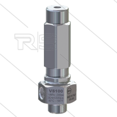 VS100 Sicherheitsventil - Edelstahl 316 - 125 Bar - 20 l/min - max 90°C - Eingang: 2 x 1/4&quot; IG