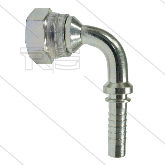 Pressnippel - Stahl - DN06 (1/4&quot;) - 3/8&quot; DKR - 90° Bogen - SW22