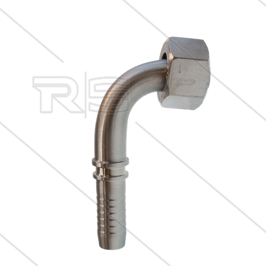 Pressnippel - Edelstahl - DN12 (1/2&quot;) - 1/2&quot; DKR - 90° gebogen - SW27