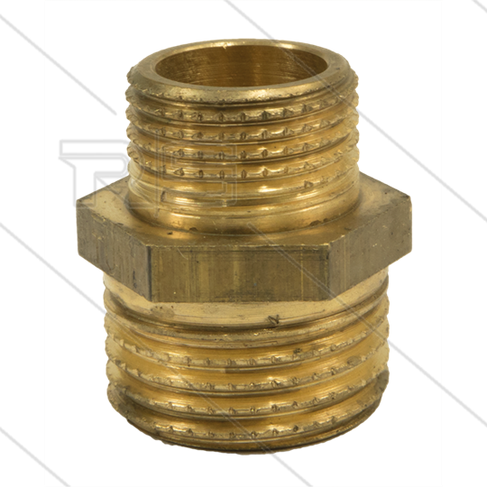 Doppelnippel reduziert - messing - 1/2&quot; AG x 3/4&quot; AG
