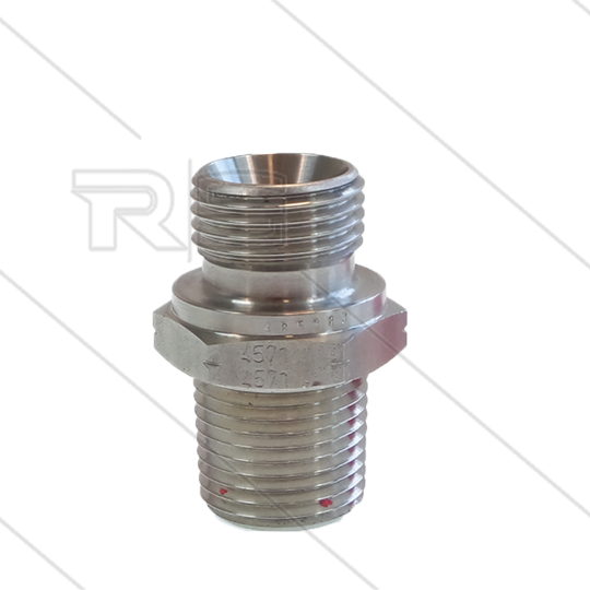 Doppelnippel Edelstahl - 1/2&quot; AG NPT x 1/2&quot; AG BSP - 60° Konus - 400 bar