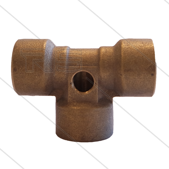 T-Stück - Messing - 300 Bar - 3 x 3/8&quot; IG + 1 x 1/8&quot; IG