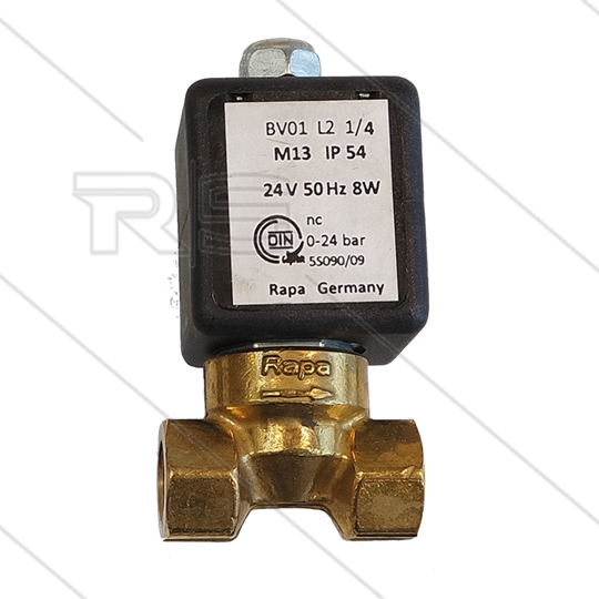 Ölmagnetventil - Rapa - BV01L2 - M13 - 2 x 1/8&quot; IG - 24V AC - 8W - 0 t/m 24 Bar