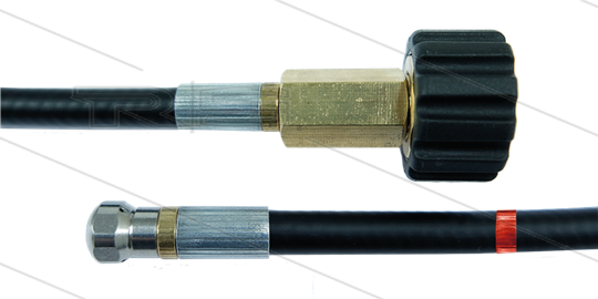 NW5 Rohrreinigungsschlauch - 10m - 200 Bar - mit Düse mit frontbohrung - max 60°C - M22x1,5 HV