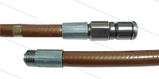 NW5 Rohrreinigungsschlauch - bronze - 15m - 250 Bar - mit Rotierende Düse - max 90°C - 1/8&quot; AG