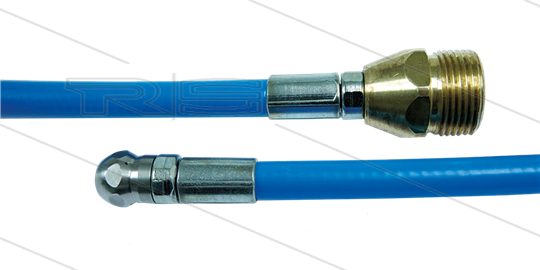 NW5 Rohrreinigungsschlauch - blau - 15m - 250 Bar - Düse 0.045 ohne Frontbohrung - M22x1,5 AG