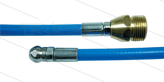 NW5 Rohrreinigungsschlauch - blau - 25m - 250 Bar - Düse 0.045 ohne Frontbohrung - M22x1,5 AG