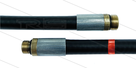 NW5 Rohrreinigungsschlauch - 7,5m - 200 Bar - ohne Düse - max 60°C - 1/8&quot; AG x 1/4&quot; AG mit O-Ring