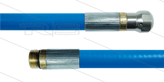 NW5 Rohrreinigungsschlauch - blau - 10m - 250 Bar - Düse 0.045 ohne Frontbohrung - 1/4&quot; AG