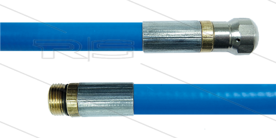 NW5 Rohrreinigungsschlauch - blau - 15m - 250 Bar - Düse 0.045 ohne Frontbohrung - 1/4&quot; AG