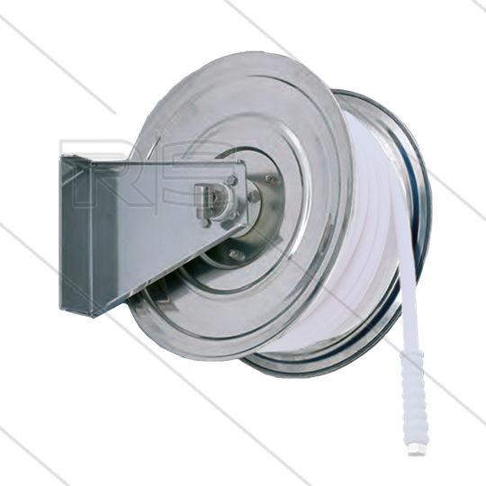 Schlauchaufroller Manuell - VA - 35m - max 200 Bar -  Schlauch: 3/8" - 1/2” - Anschluss: 2 x 1/2" AG - mit Winkeldrehgelenk