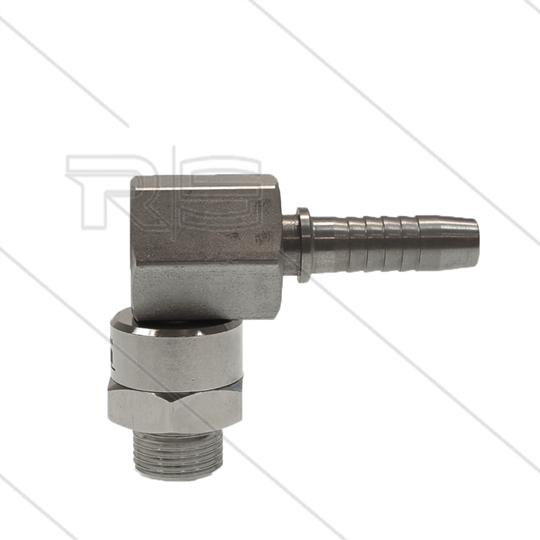 DGK Winkeldrehgelenk - einfach gelagert - 3/8&quot; AG x 3/8&quot; Pressnippel - 275 Bar - NW6.4 - 30 U/min