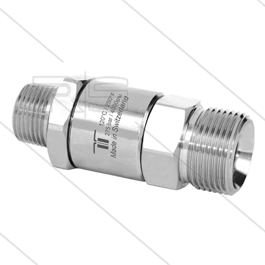 DGV Drehgelenk - einfach gelagert - 1/2&quot; AG x M22x1,5 AG - 275 Bar - NW9 - 30 U/min - max 120°C