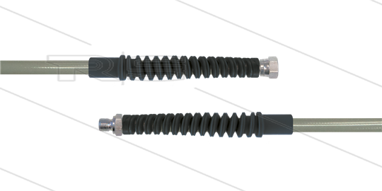 Carwash Titan-Slide Schlauch grau DN06 - 4,5m - 1/4&quot; DKR x 1/4&quot; AGR - 2x SKS schwarz - 300 Bar