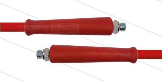 HD-Schlauch rot 2SN-Plus-10 - 15m - 2 x 3/8&quot; AGR VA - 2 x GKS rot - 500 Bar