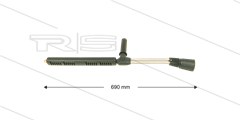 LD9 Doppellanze - L=690mm - Edelstahl - mit Seitengriff - 250 Bar  - max 160°C - ohne Düse - 1/4&quot; AG
