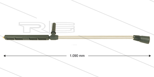 LD9 Doppellanze - L=1090mm - Edelstahl - mit Seitengriff - 250 Bar - max 160°C - ohne Düse - 1/4&quot; AG