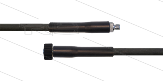 HD-Schlauch schwarz 1SN-06 - 15m - 1/4&quot;AGR x M22x1,5 HV flach - 2x GKS - 250 Bar