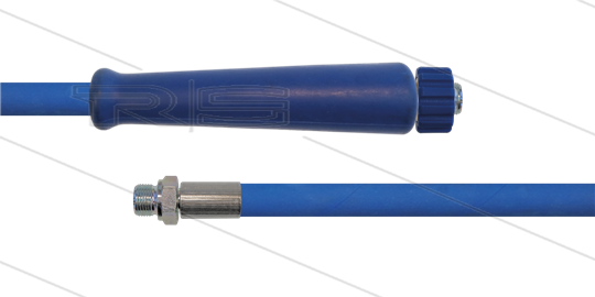 HD-Schlauch blau 2SC-10 - Glatt - 15m - M22x1,5 HV x 3/8&quot; AGR VA - 1x GKS - 400 Bar