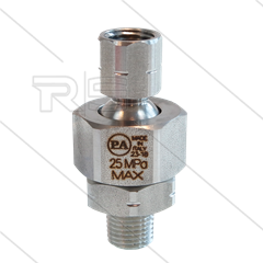 Düsenhalter VA mit Gelenkanschluss - 250 bar - 40 l/min - max 90°C - 1/4&quot; IG NPT x 1/4&quot; AG NPT