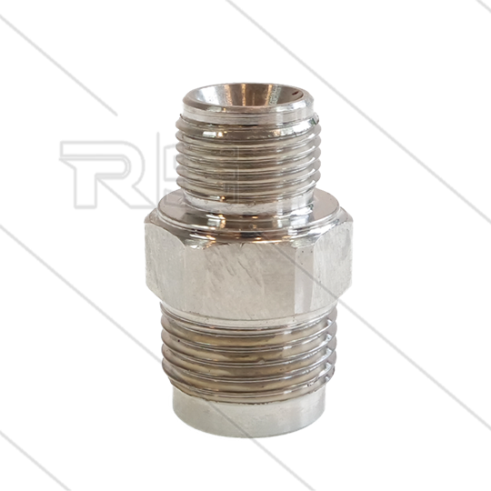 1/2&quot; - Gegennippel - Messing - 250 Bar - Ø11mm - max 150°C - Viton Dichtring - 3/8&quot; AG