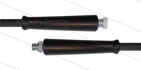 HD-Schlauch schwarz - 2SN-10 - 50m - 3/8&quot; DKR VA x 3/8&quot; AGR VA - 2x GKS - 400 Bar