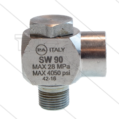 SW90 - Winkeldrehgelenk - Messing / Edelstahl - 250 Bar - 40 l/min - max 90°C - 3/8&quot; AG x 1/4&quot; IG
