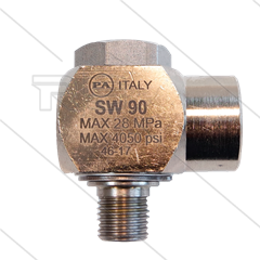 SW90 - Winkeldrehgelenk - Messing / Edelstahl - 250 Bar - 40 l/min - max 90°C - 1/4&quot; AG x 1/4&quot; IG
