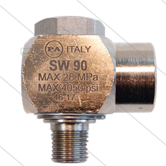 SW90 - Winkeldrehgelenk - Messing / Edelstahl - 250 Bar - 40 l/min - max 90°C - 3/8&quot; AG x 3/8&quot; IG
