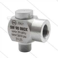 SW90 - Winkeldrehgelenk - Edelstahl - 350 Bar - 80 l/min - max 90°C - 1/2" AG x 1/2" IG