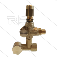 VB35 Druckregelventil - für Interpump Serie E1 - E2 - E3 - 220 Bar - 25 l/min - max 90°C - Eingang: 1/2" IG  - Ausgang: 3/8" AG - Bypass: intern