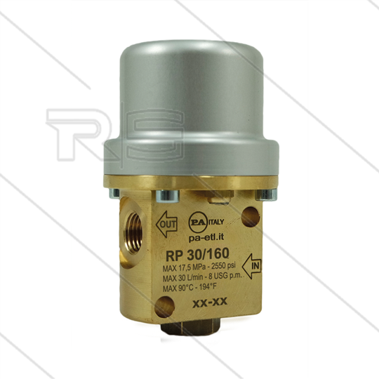 RP30/160 pneum. Druckventil - 160 Bar - 30 l/min - max 90°C - 2 x 1/4&quot; IG