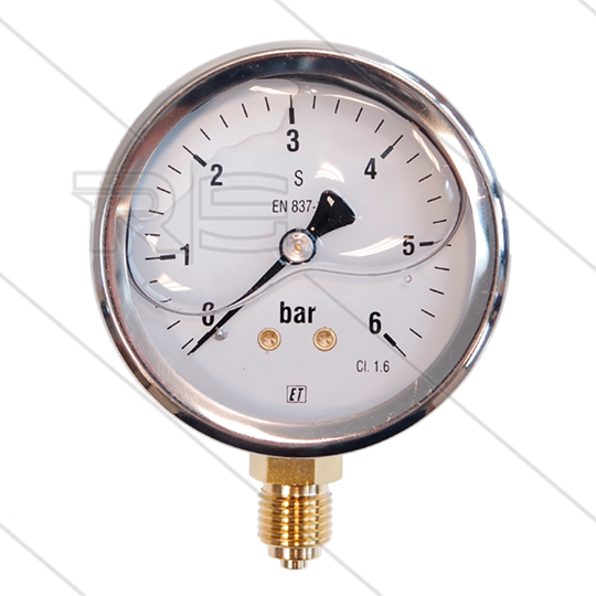 Manometer 0-6 Bar - 1/4&quot; AG - Eingang unten - Ø63mm