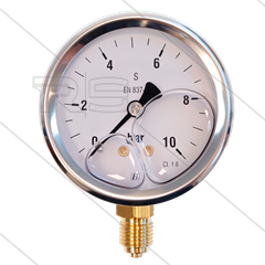 Manometer 0-10 Bar - 1/4&quot; AG - Eingang unten - Ø63mm