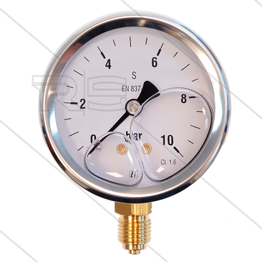 Manometer 0-10 Bar - 1/4&quot; AG - Eingang unten - Ø63mm