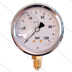 Manometer 0-100 Bar - 1/4&quot; AG - Eingang unten - Ø63mm