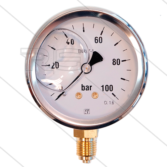 Manometer 0-100 Bar - 1/4&quot; AG - Eingang unten - Ø63mm