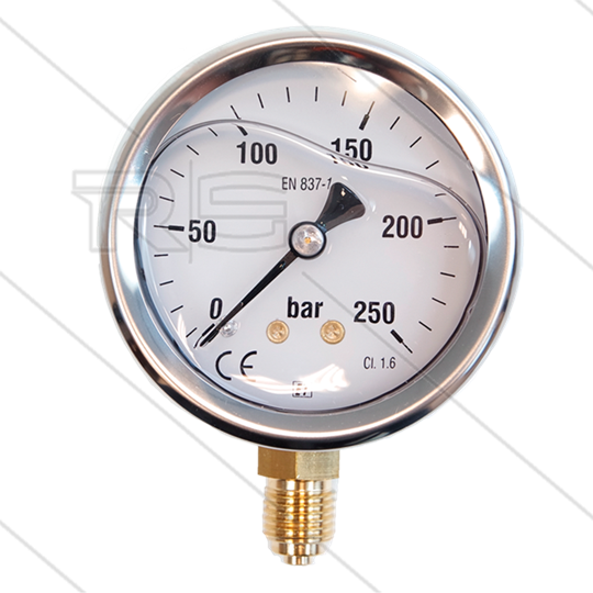 Manometer 0-250 Bar - 1/4&quot; AG - Eingang unten - Ø63mm